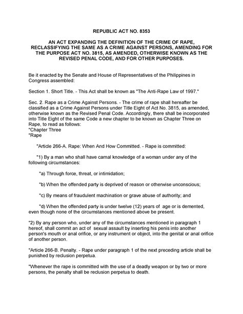 r.a 8353 meaning|REPUBLIC ACT NO. 8353 AN ACT EXPANDING THE .